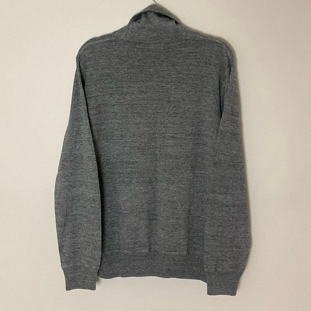 J. Crew Men's Charcoal Shawl Neck Sweater with Button Closure 100% Cotton Size L